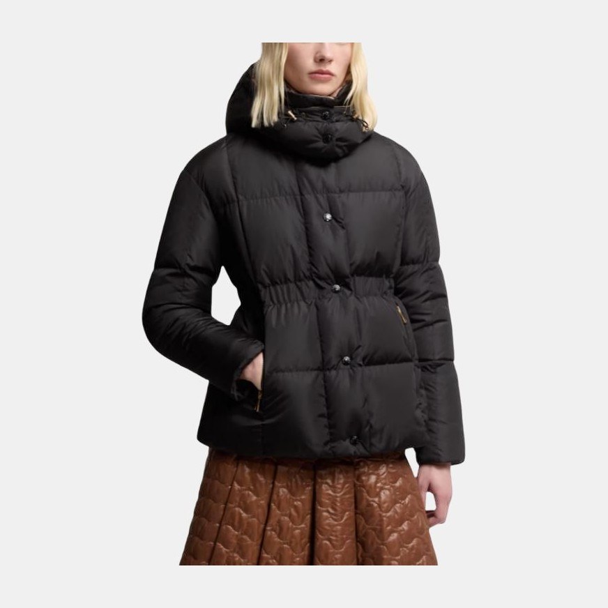 Moncler Agneux Square-Quilted Hooded Short Down Jacket