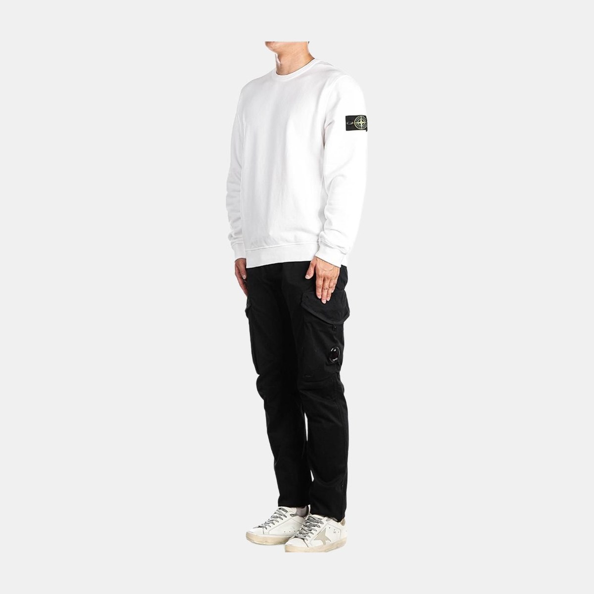 Stone Island Logo Crewneck Sweatshirt White