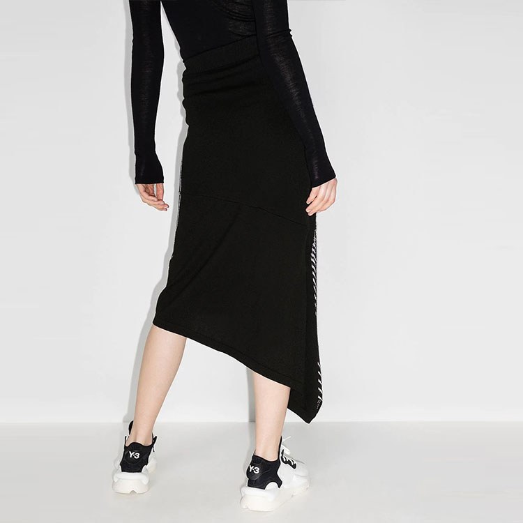 Y-3 Logo Irregular Reflective Skirt Black