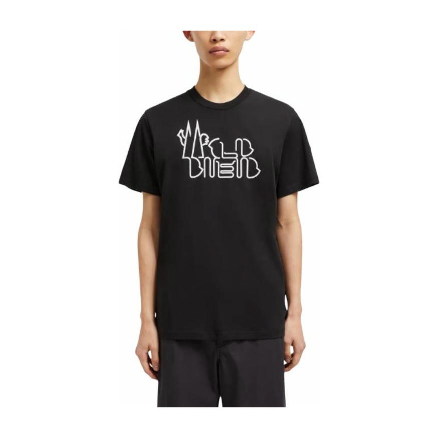 Moncler SS25 Curve Logo Cotton T-Shirt Black