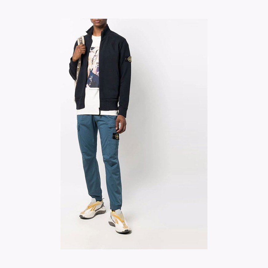 Stone Island Logo Zip Jacket Navy