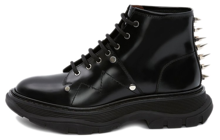Alexander McQueen Lace-Up Ankle Boots Charcoal