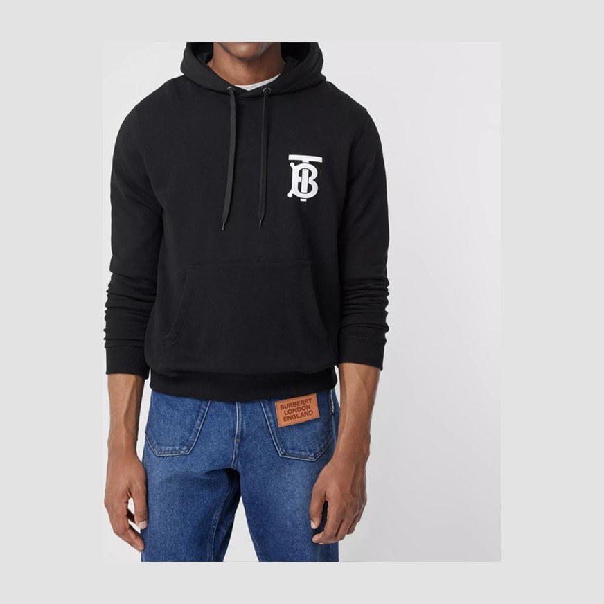 Burberry Logo Embroidered Hoodie Black