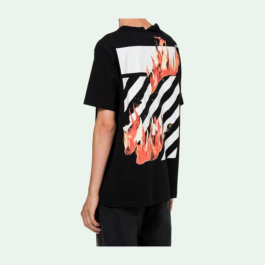 OFF-WHITE SS19 Flame Print T-Shirt Black