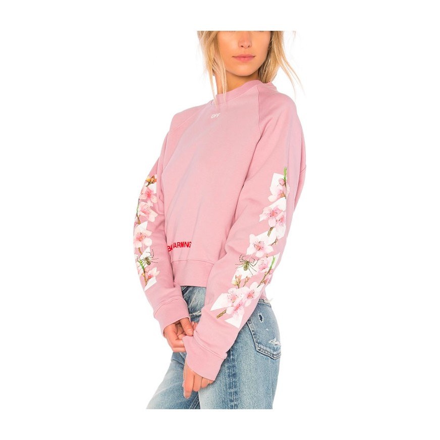 OFF-WHITE Virgil Abloh FW Pink Floral Bee Crewneck