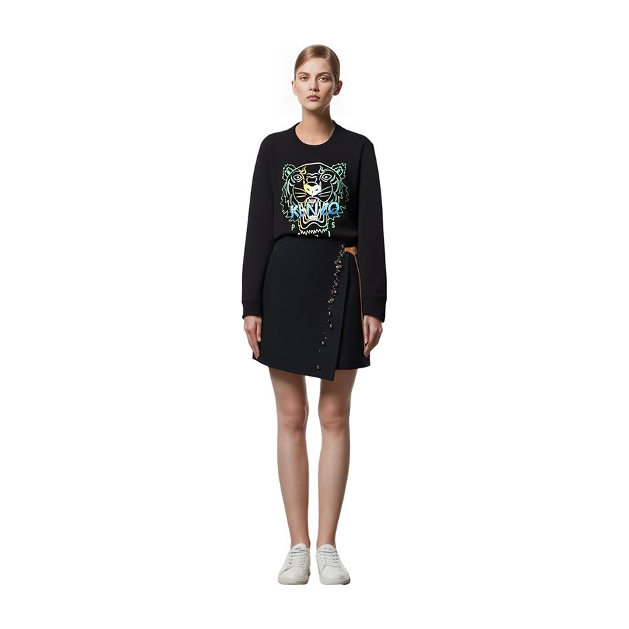 KENZO Logo Print Crewneck Sweatshirt Black
