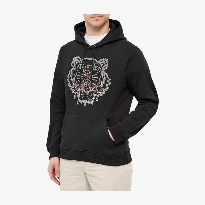 KENZO Logo Tiger Embroidery Hoodie Black
