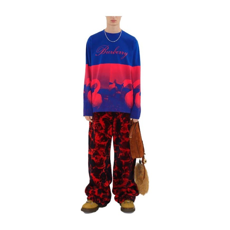 Burberry Logo Embroidered Swan Print Sweatshirt