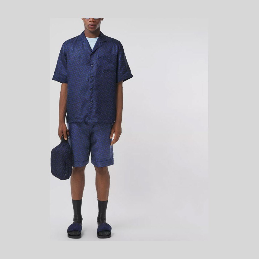 Burberry FW21 Silk Shorts Blue