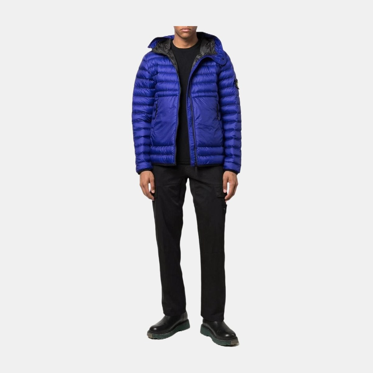Stone Island Hooded Down Jacket Blue