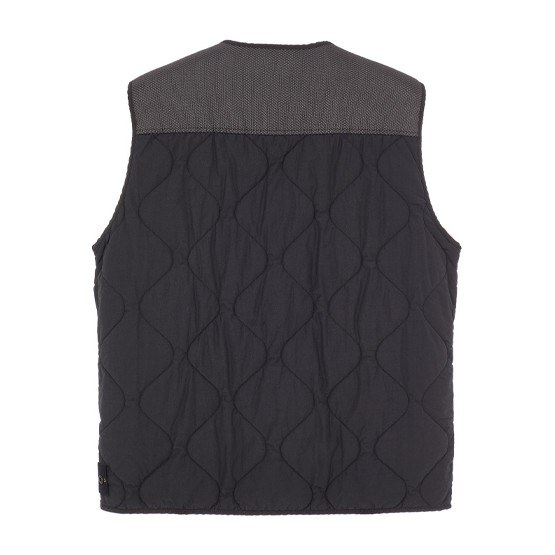 Stone Island Nylon Blend V-Neck Zip Vest Black