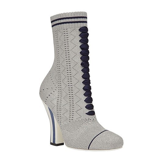 Fendi Knit Fashion Ankle Boots Grey