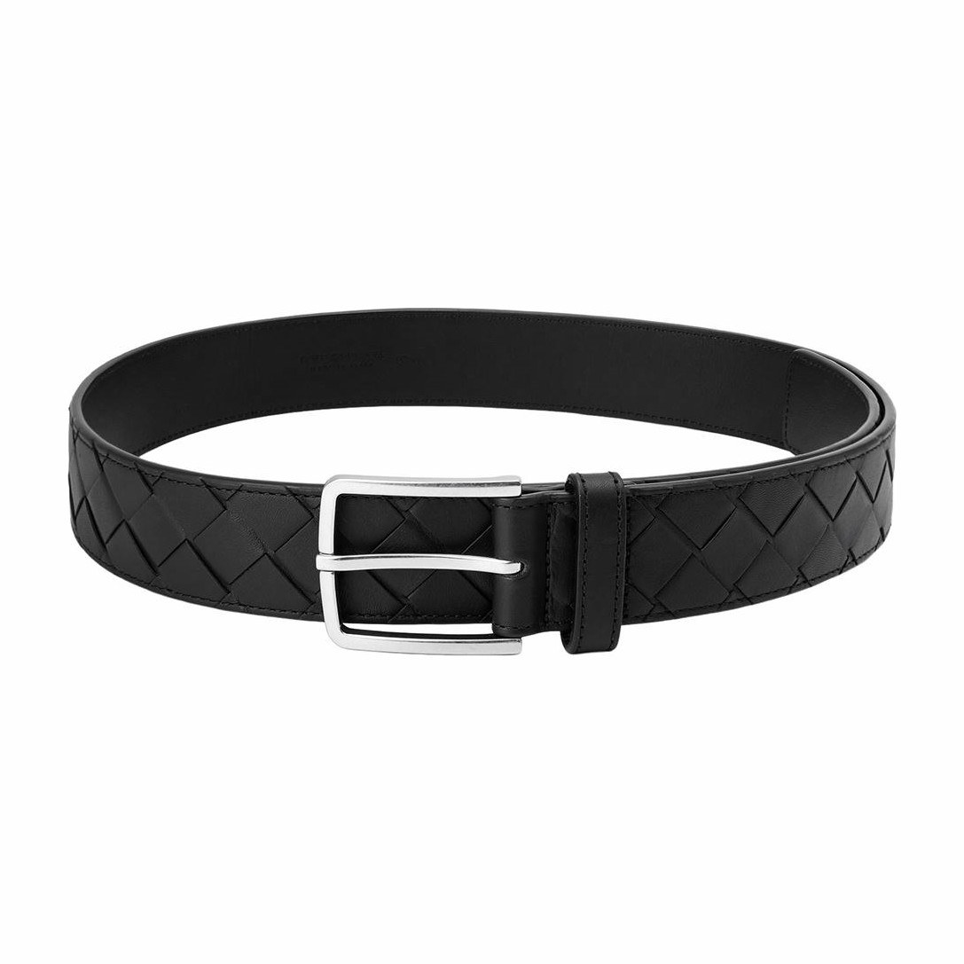 Bottega Veneta Intrecciato Belt Black 3.5cm