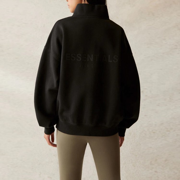 Fear of God Essentials SS21 Mockneck Half Zip Black Logo