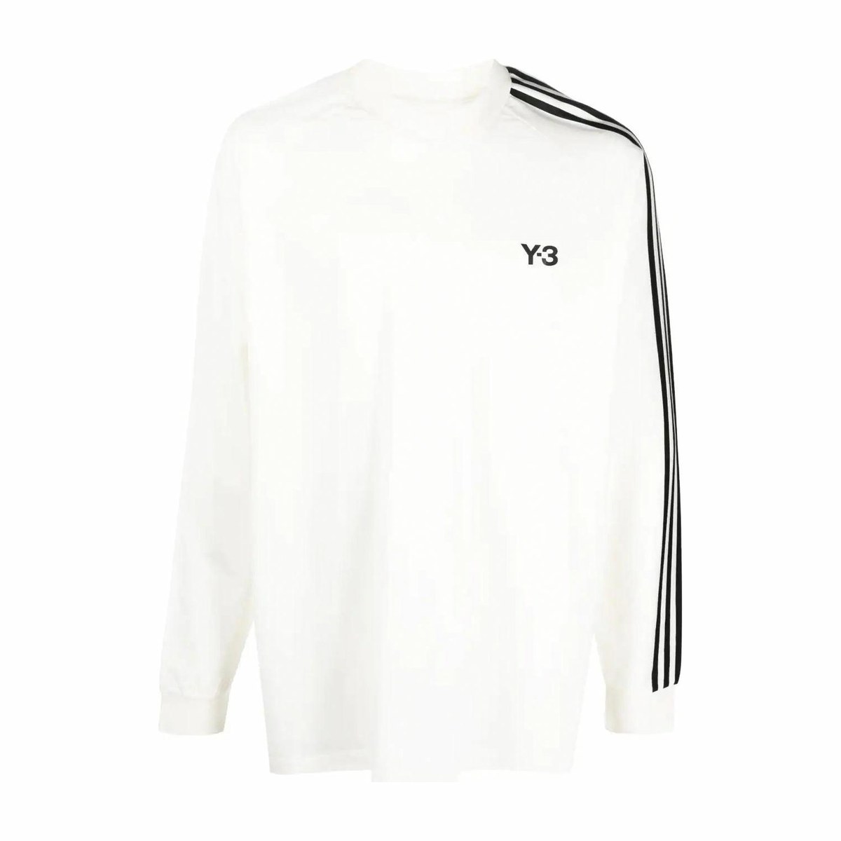 Y-3 Striped Crewneck Long Sleeve Tee White