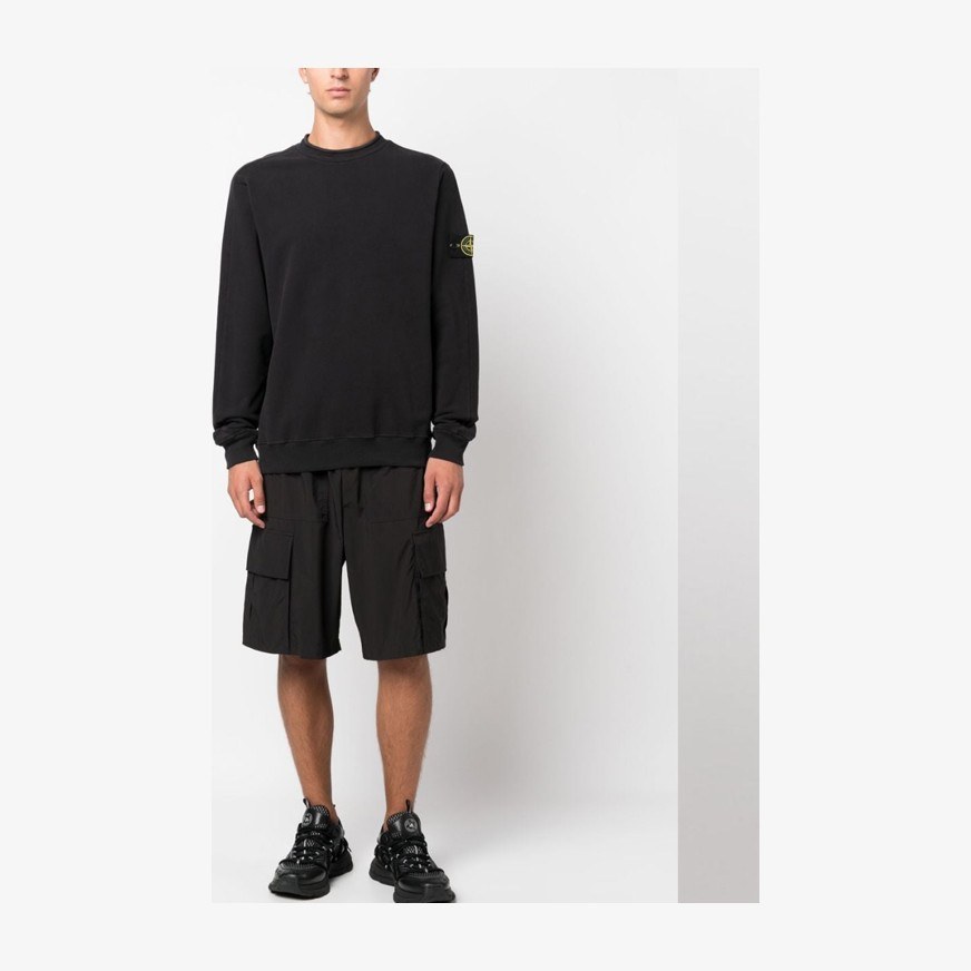 Stone Island Logo Crewneck Sweatshirt Black