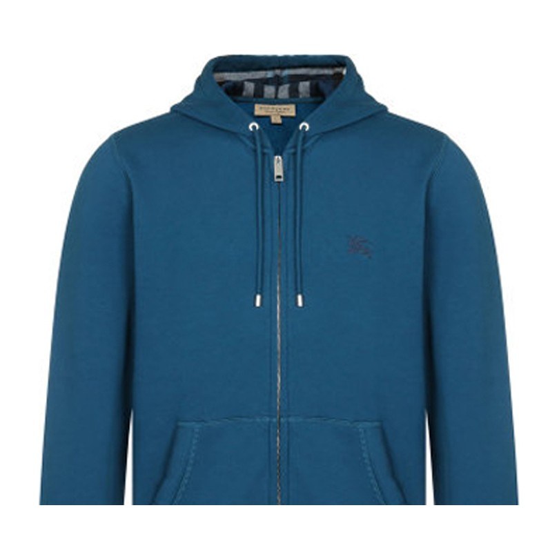 Burberry Logo Print Zip Hoodie Blue