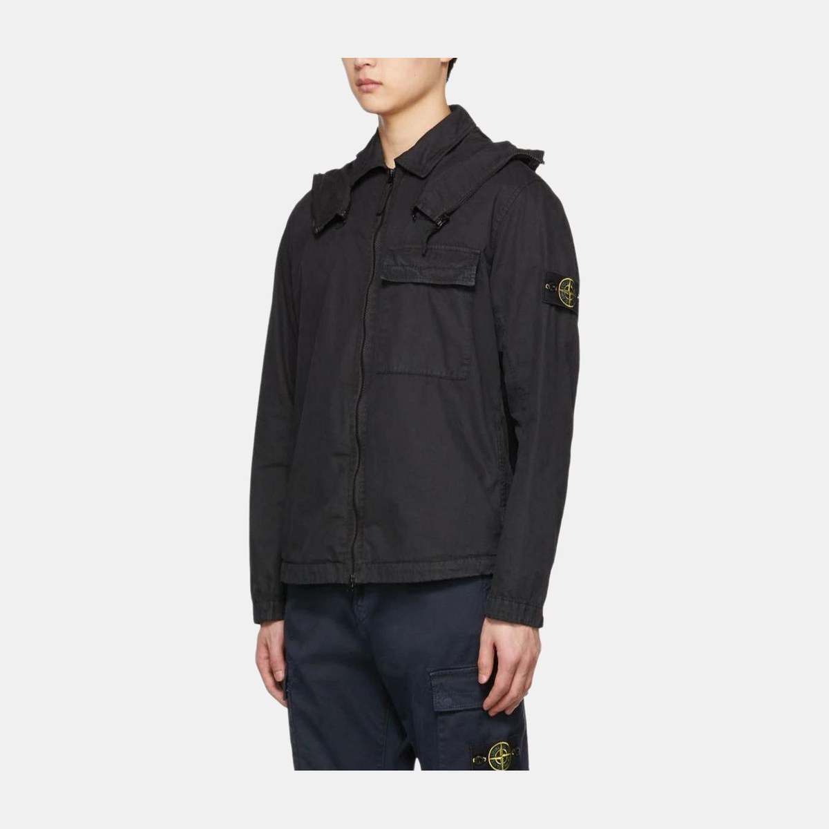 Stone Island FW22 Logo Print Zip Detachable Hood Jacket