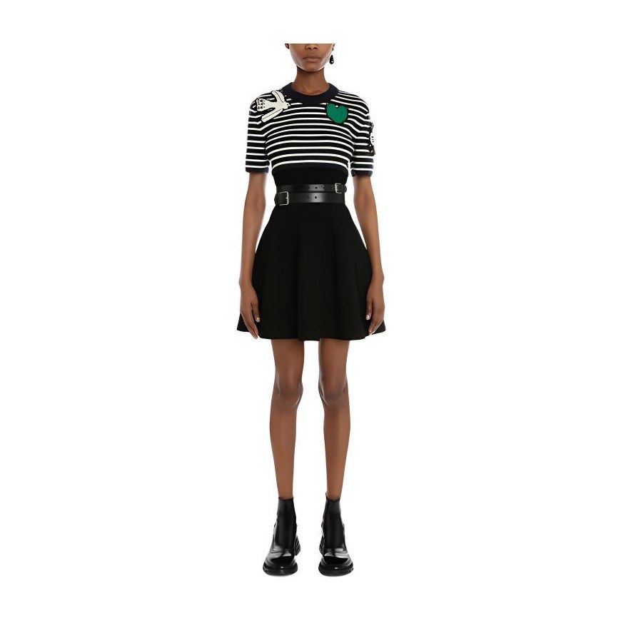 Alexander McQueen FW21 Striped Knit Mini Dress Black