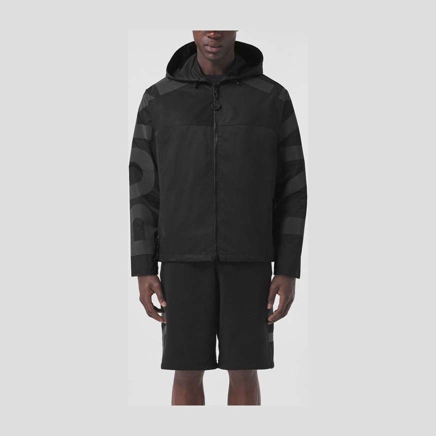 Burberry Letter Print Hoodie Jacket Black