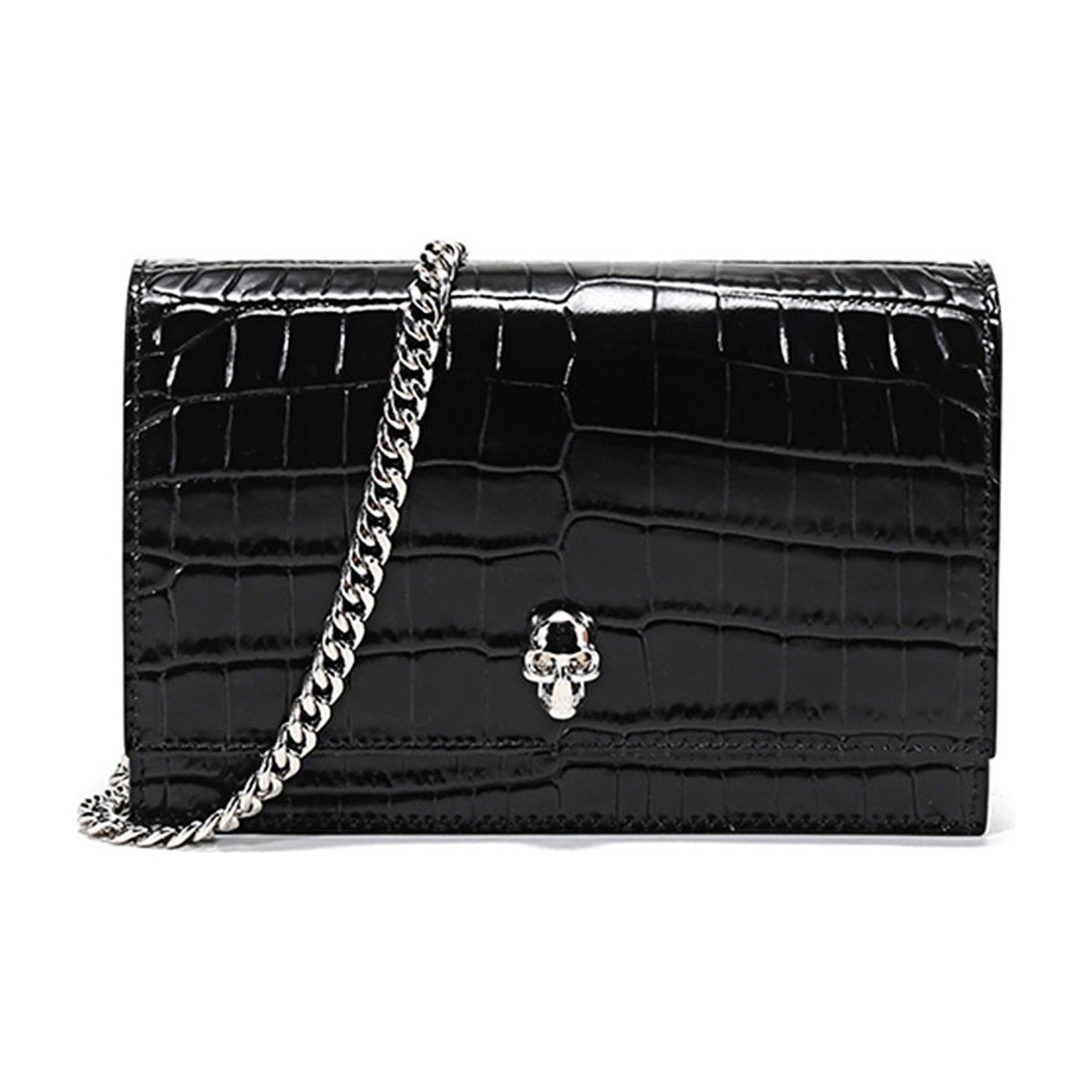 Alexander McQueen Chain Leather Clutch Small Black