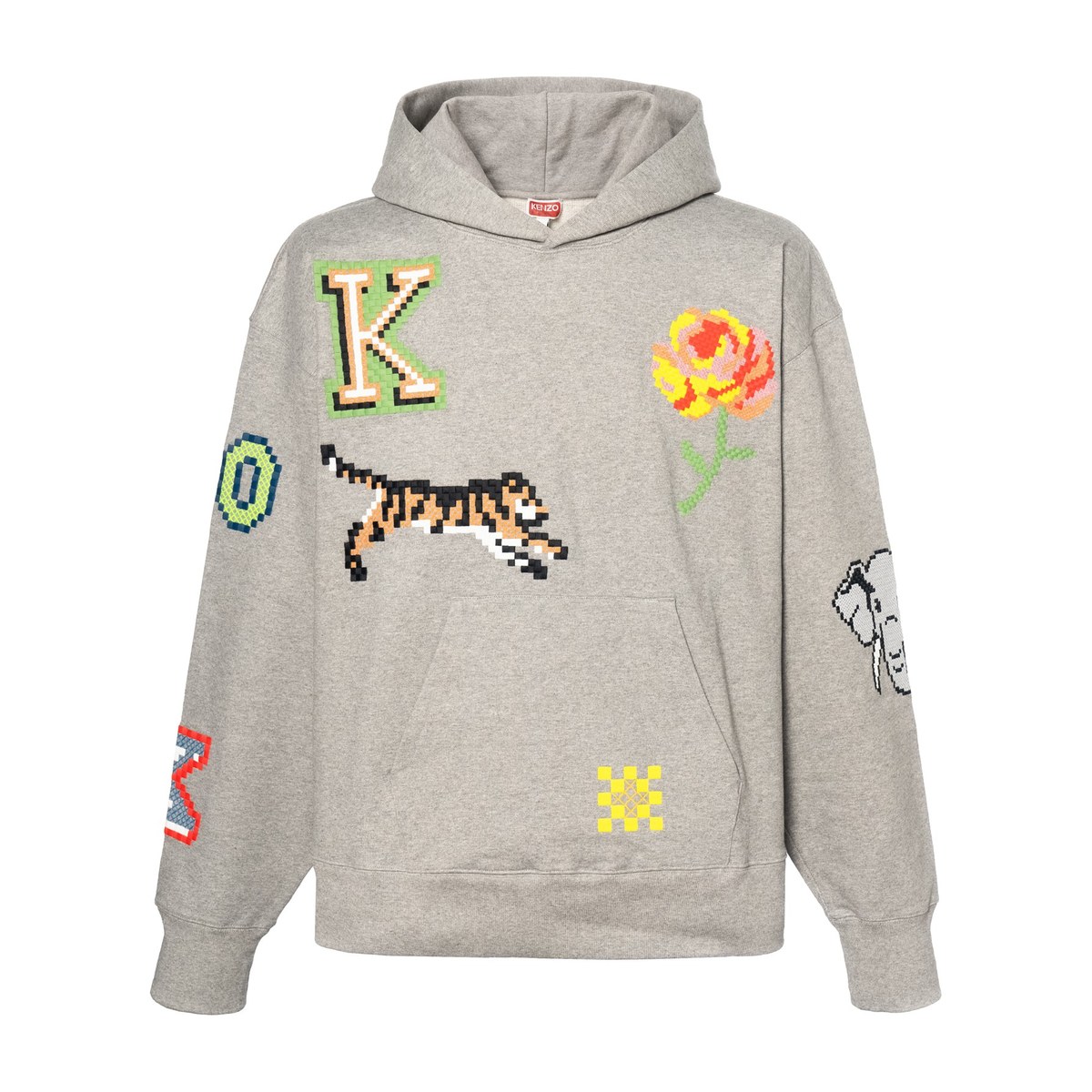 KENZO x Nigo Pixel Tiger Hoodie Pearl Grey