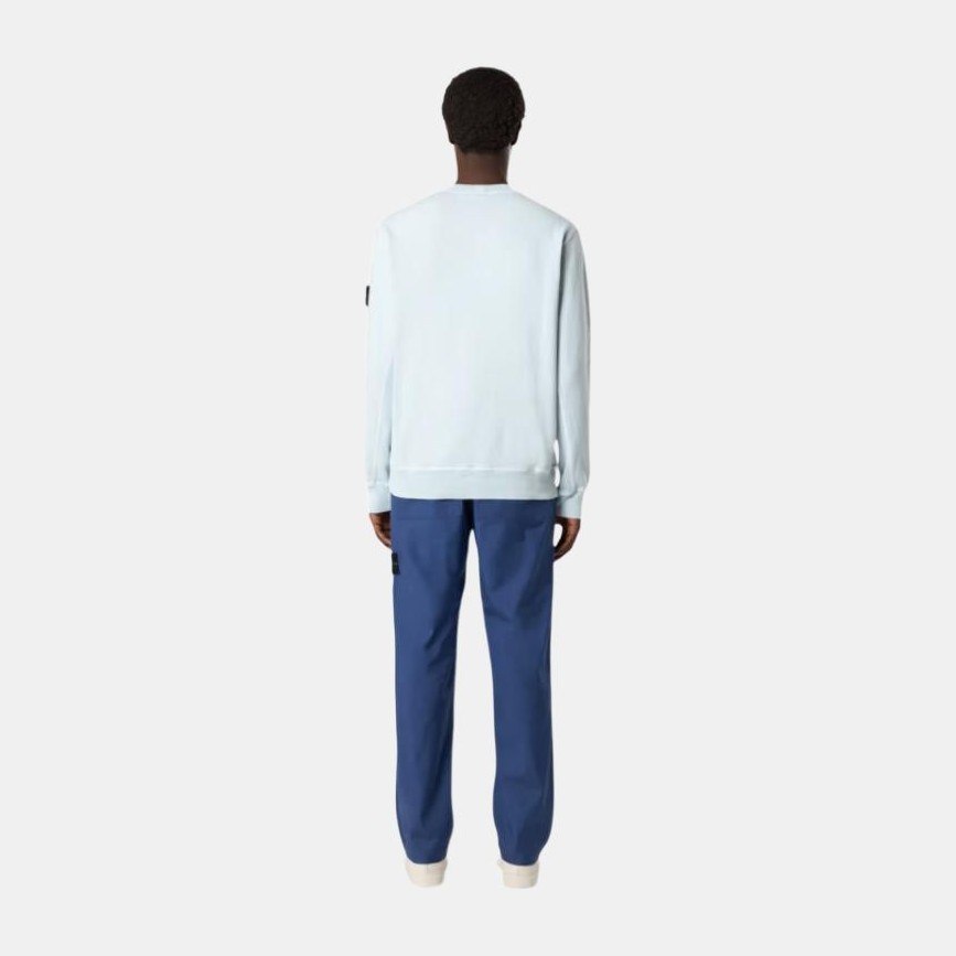 Stone Island Logo Badge Crewneck Sweatshirt Sky Blue