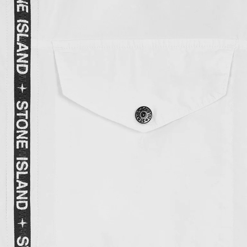 Stone Island SS22 White Logo Zip Shirt