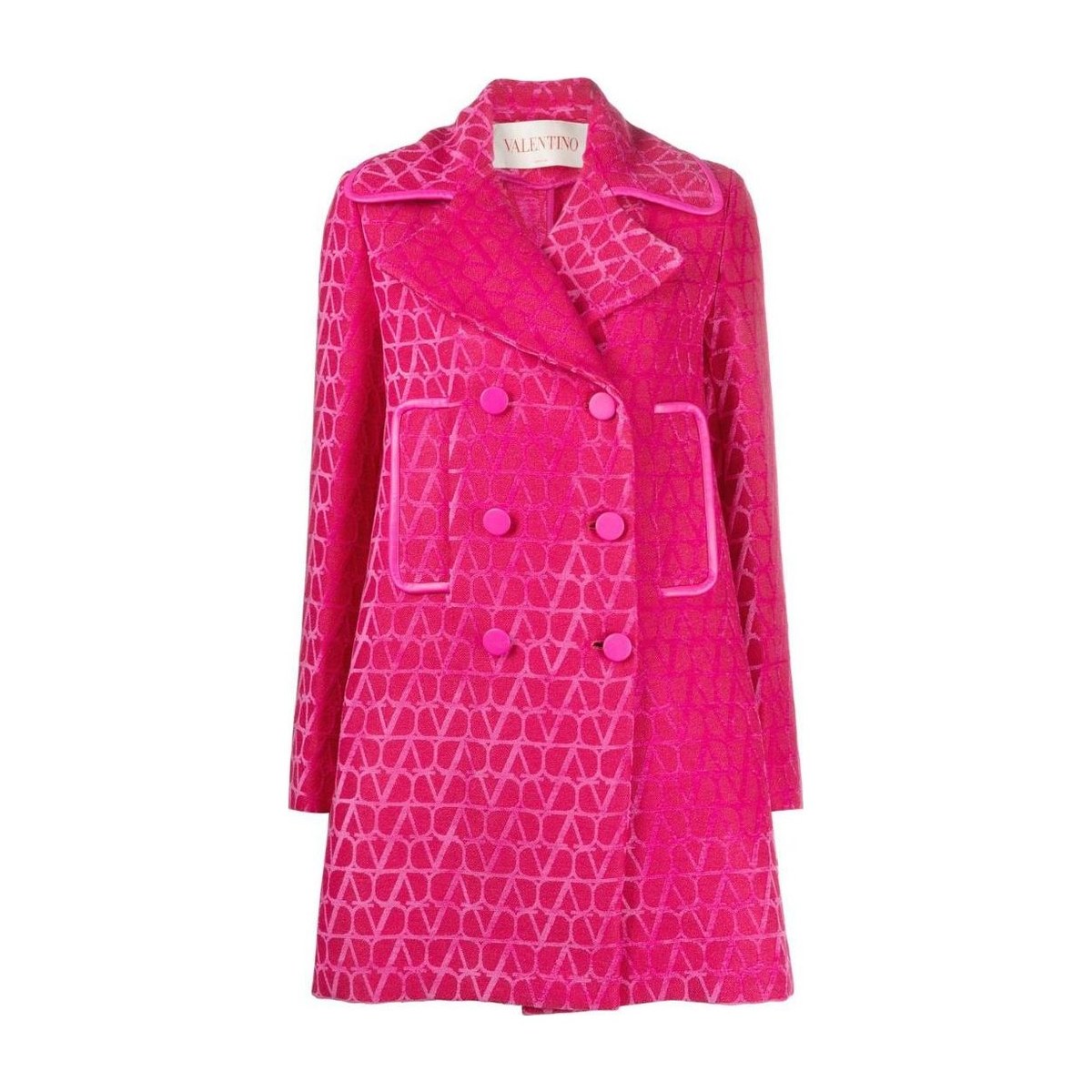 Valentino SS23 Logo Jacquard Double-Breasted Coat Pink