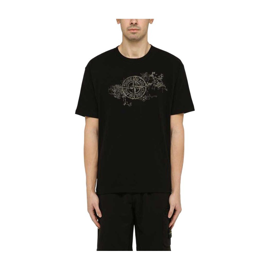 Stone Island Logo Print T-Shirt Black
