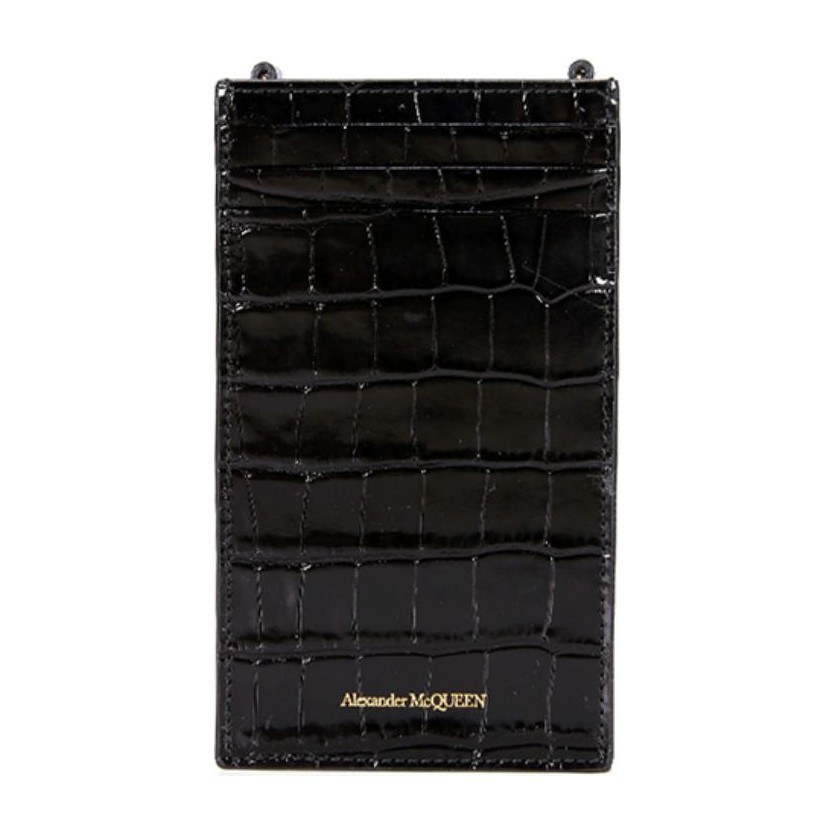 Alexander McQueen Skull Leather Phone Bag Black