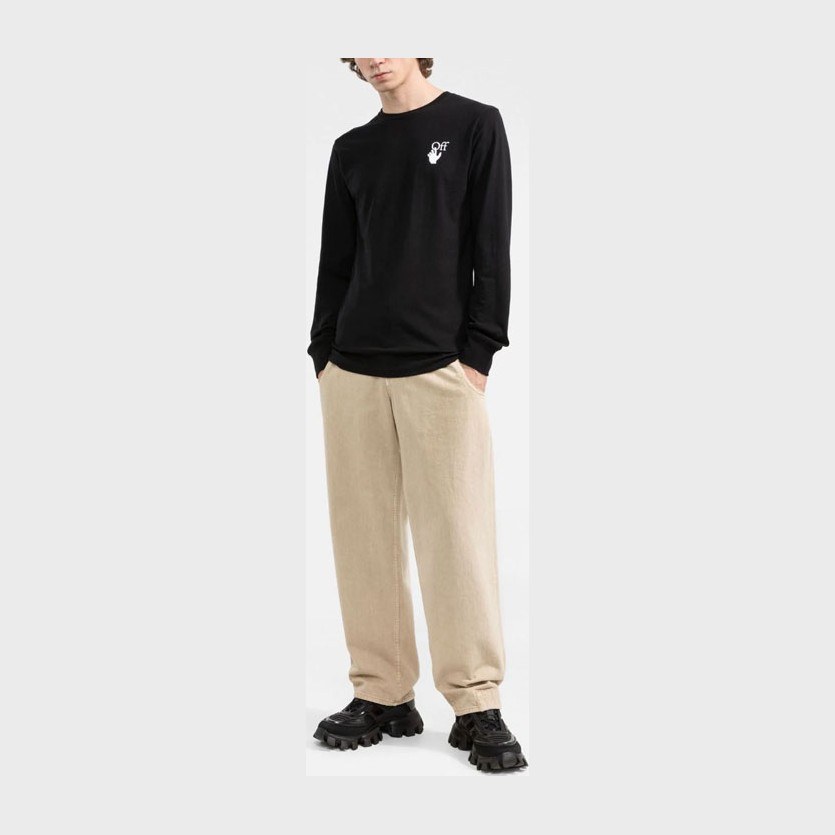 OFF-WHITE FW21 Logo Crewneck Long Sleeve Tee Black