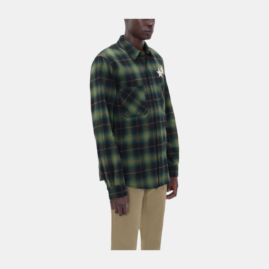 AMIRI Star Leather Flannel Shirt Green