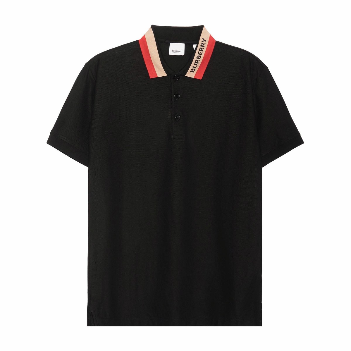 Burberry Logo Stripe Polo Shirt Black
