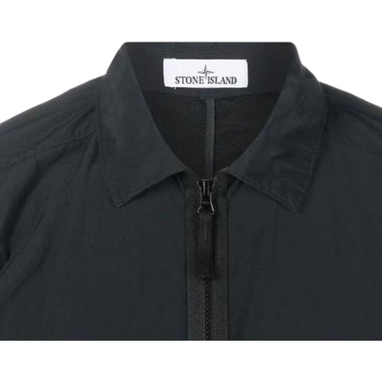 Stone Island Logo Collar Jacket Black