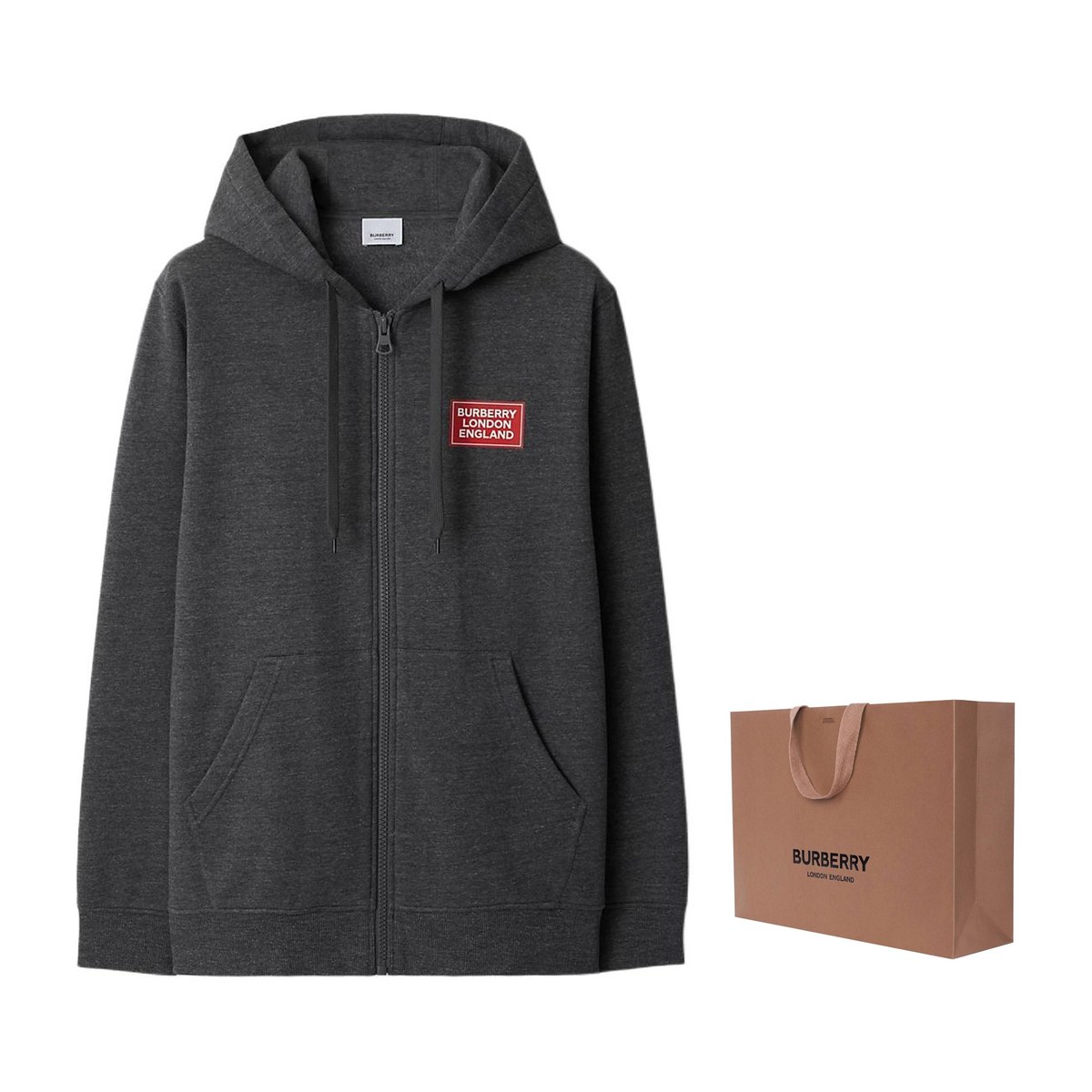 Burberry Logo Hoodie Dark Grey