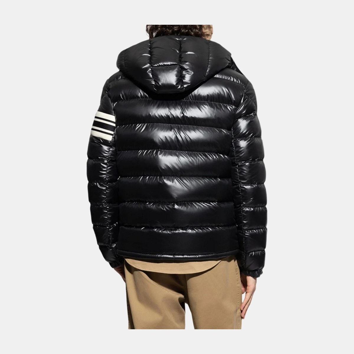 Moncler Striped Zip Hoodie Jacket Black