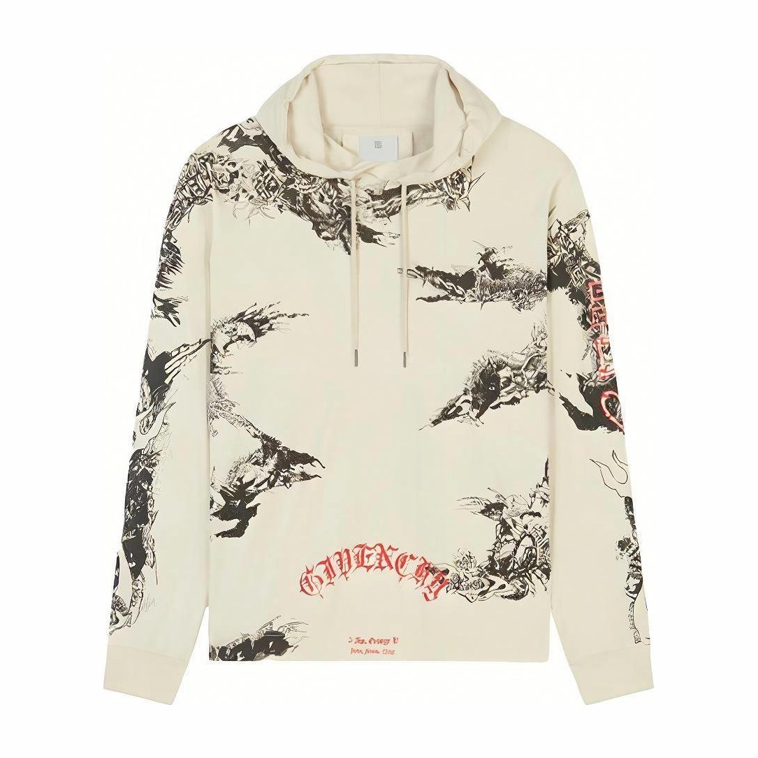 Givenchy SS21 Oversized Gothic Logo Hoodie Gray