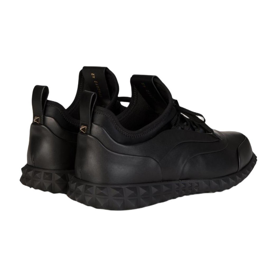 Valentino Round Toe Lace-Up Low Sneakers Black