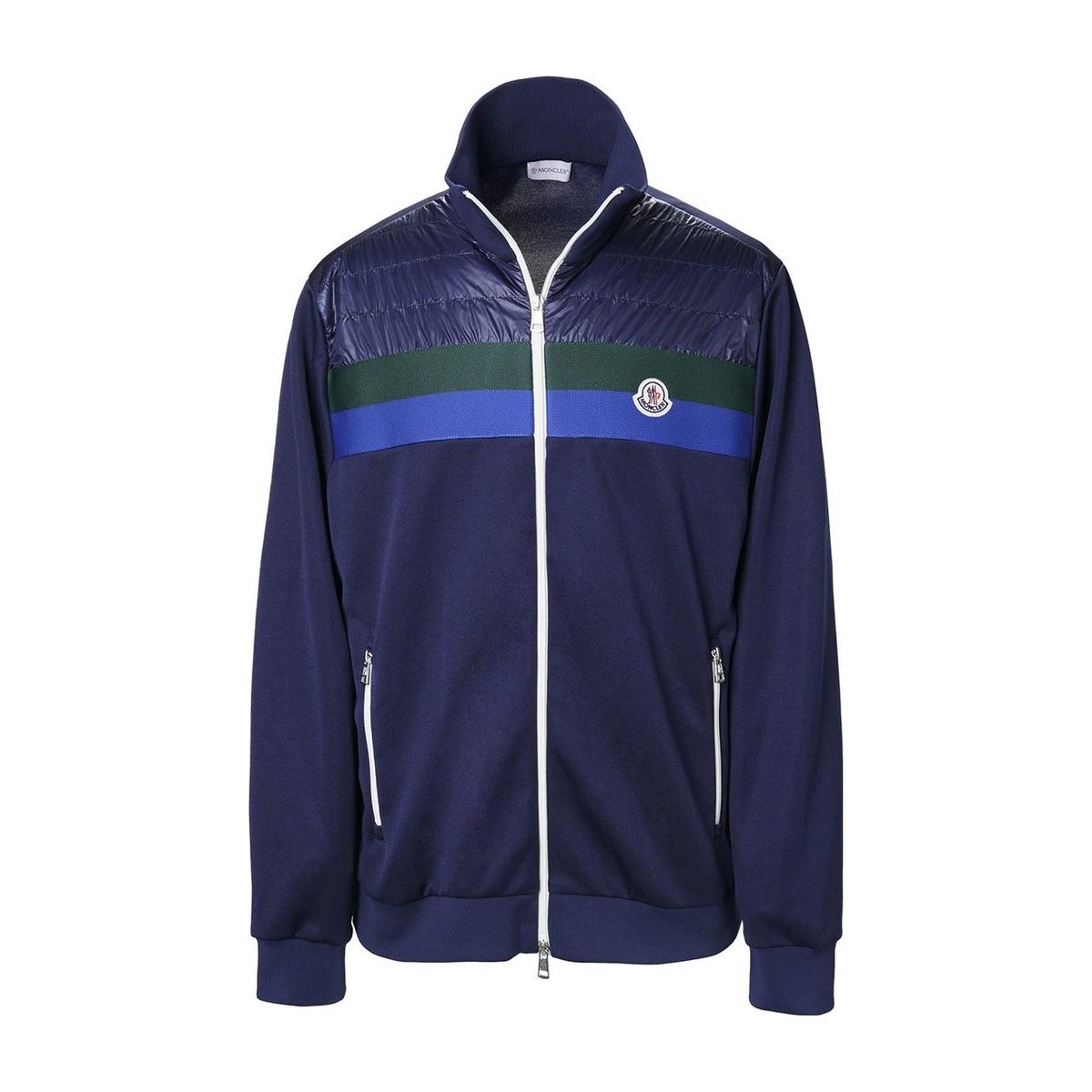 Moncler Colorblock Logo Zip Jacket Navy