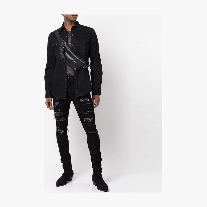 AMIRI FW21 Distressed Slim Jeans Black