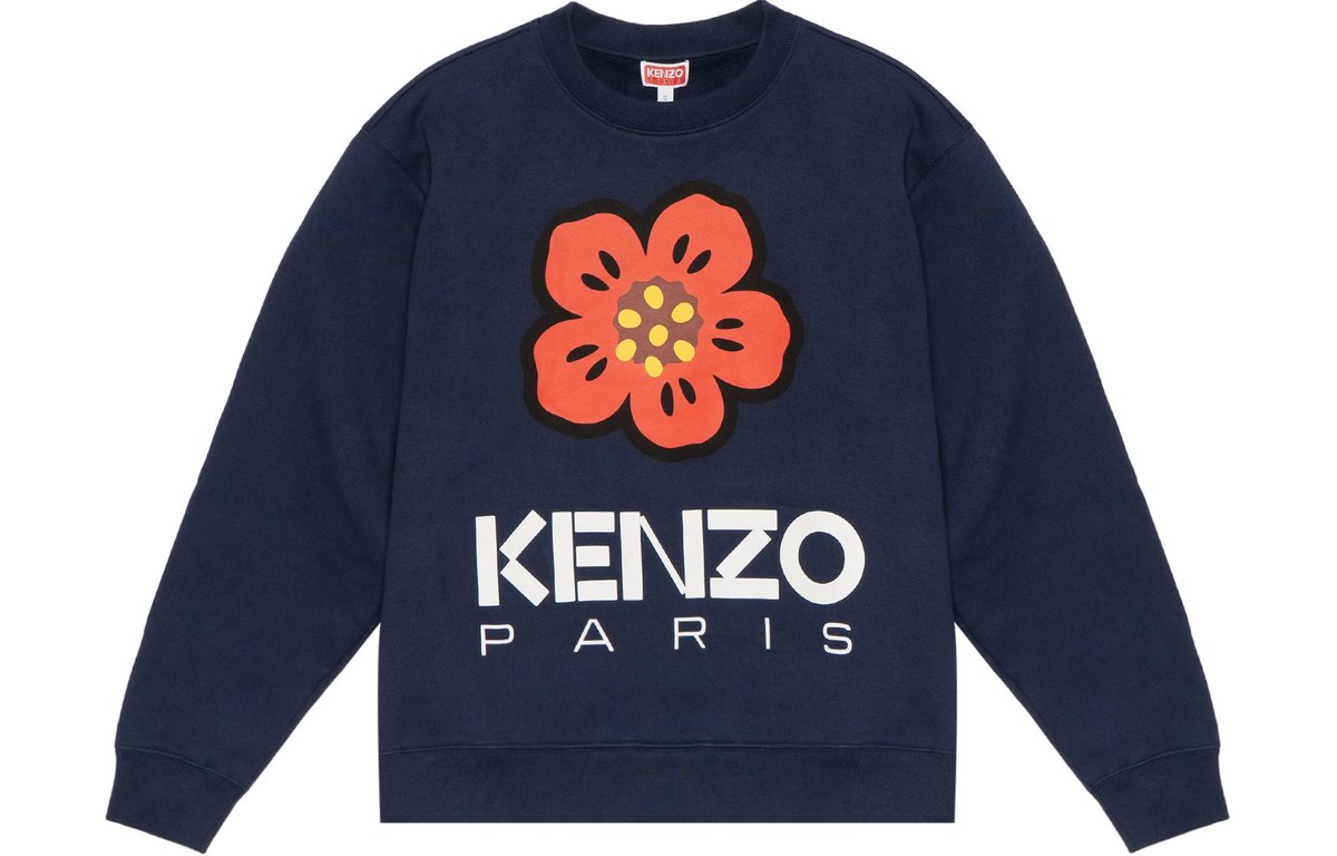 KENZO Floral Logo Crewneck Sweatshirt Blue