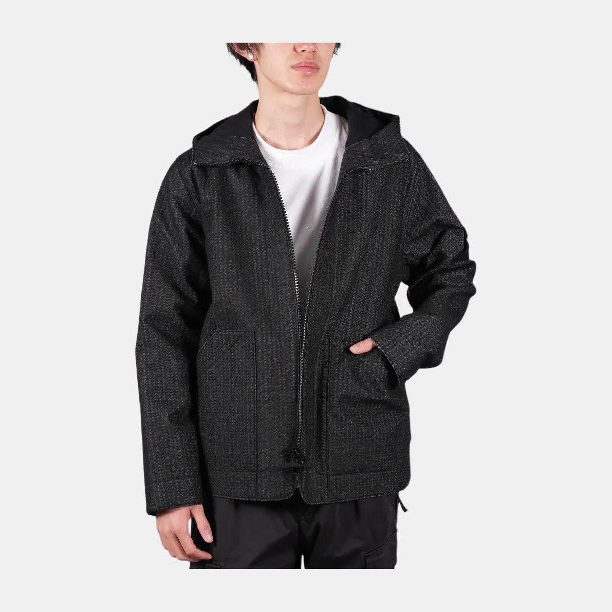Stone Island White Label Reflective Hooded Jacket Black