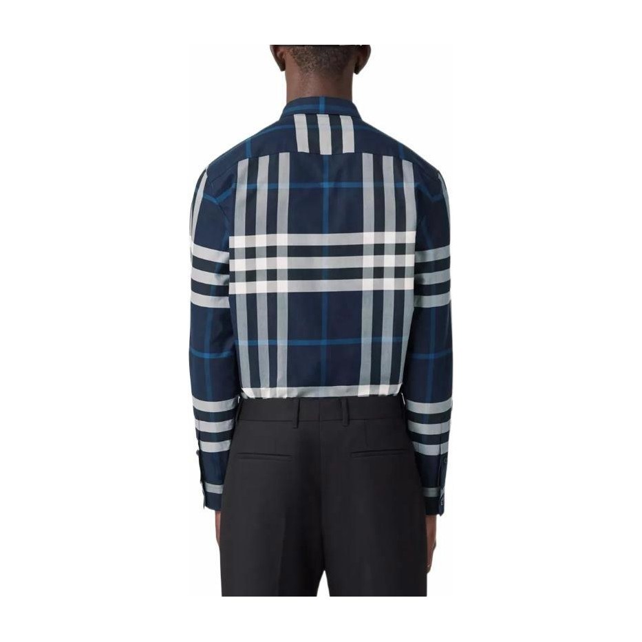 Burberry FW22 Check Single-Breasted Shirt Blue