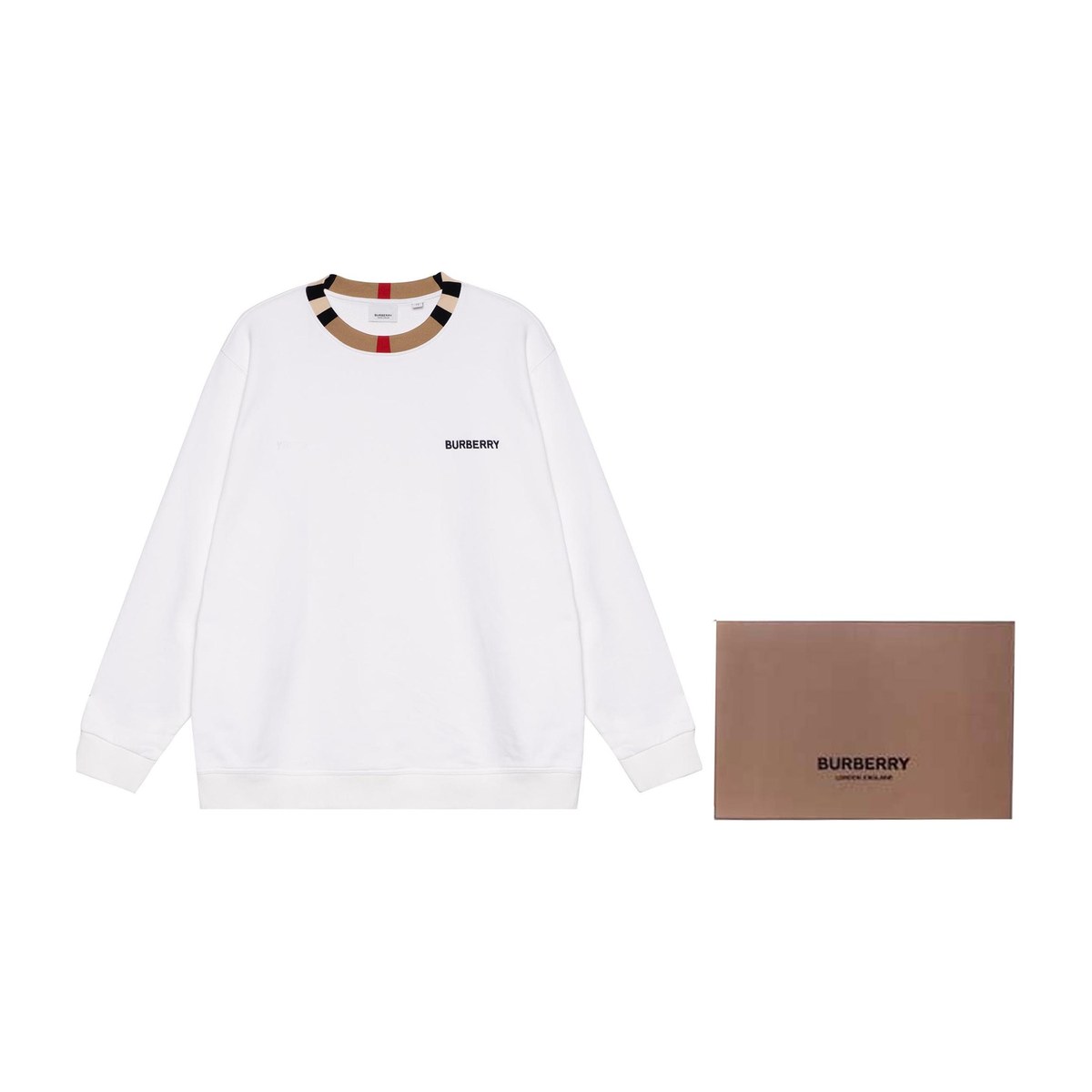 Burberry Logo Print Crewneck Sweatshirt White