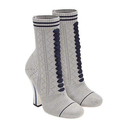 Fendi Knit Fashion Ankle Boots Grey