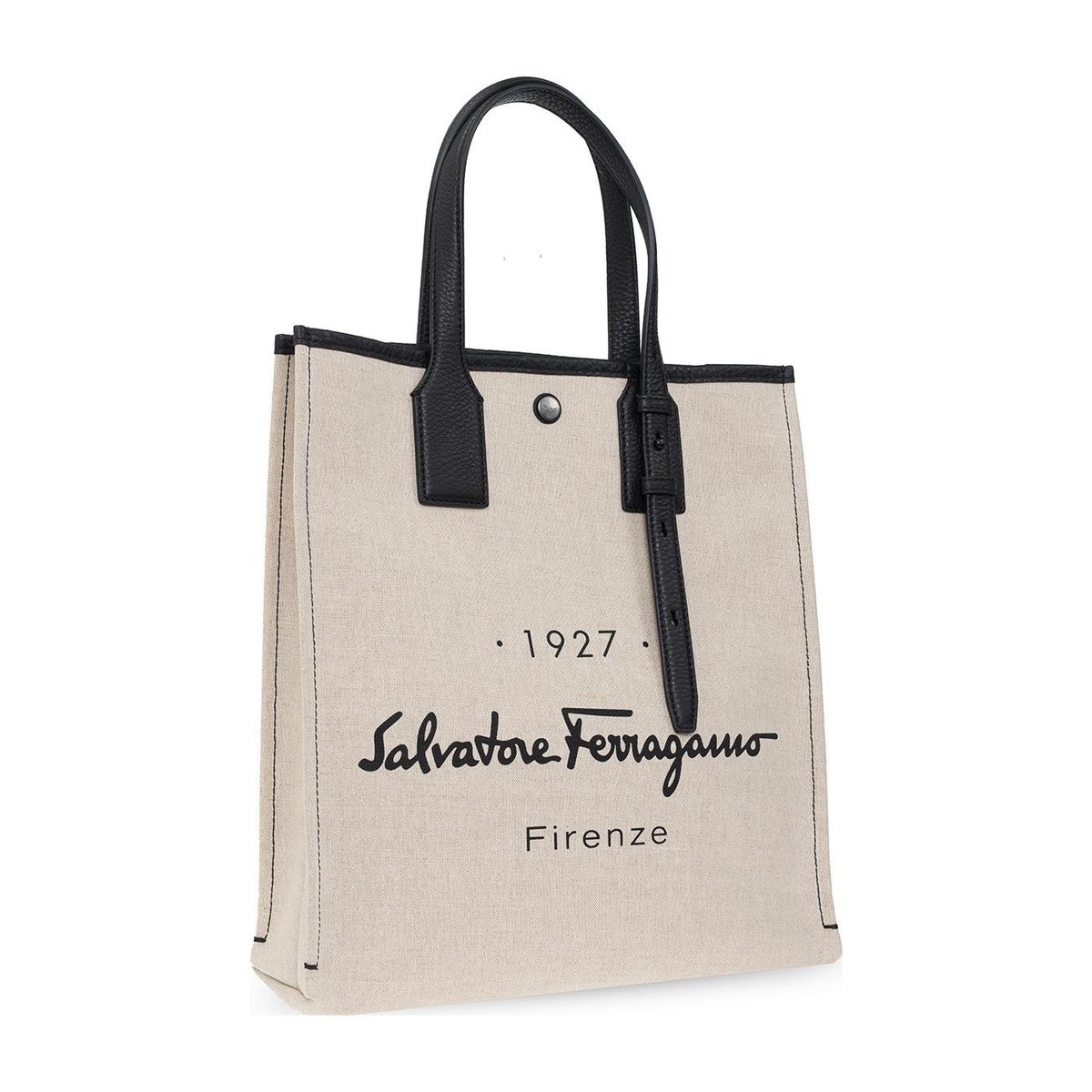 Ferragamo Logo Canvas Tote Beige