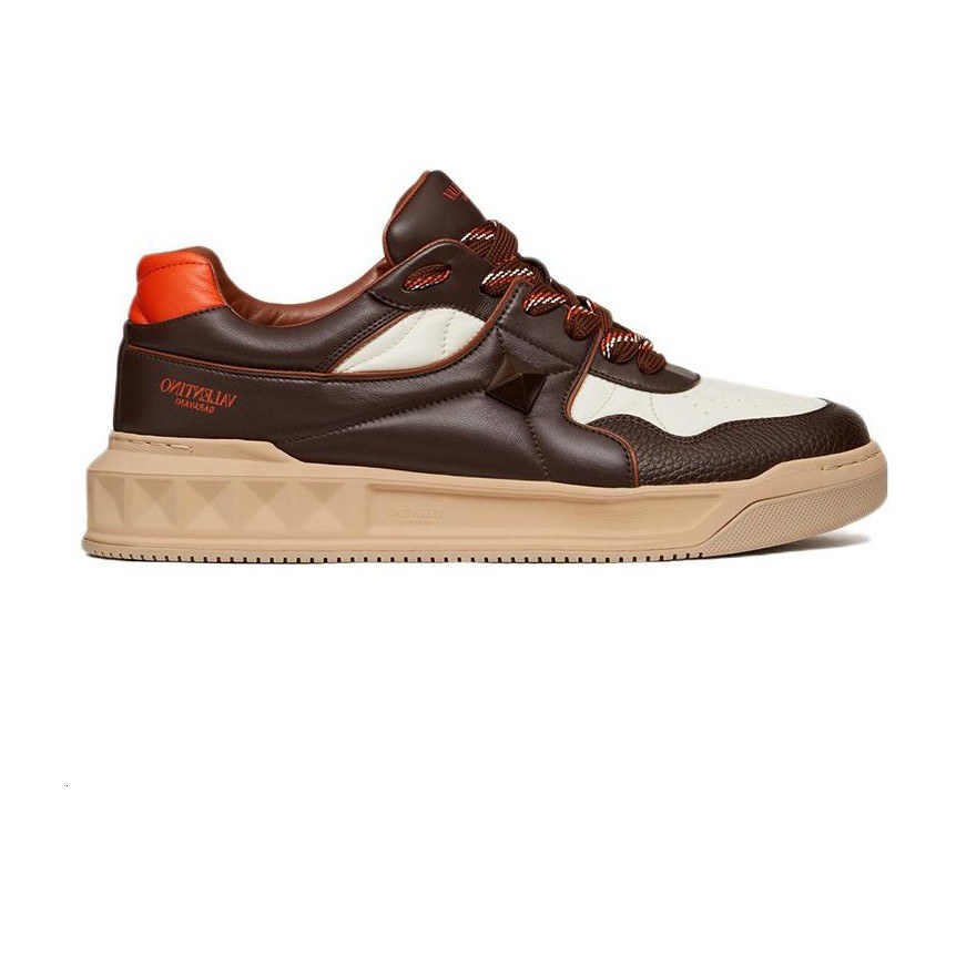Valentino One Stud Brown White