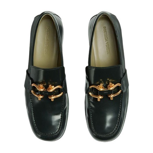 Bottega Veneta Glossy Leather Loafers Green