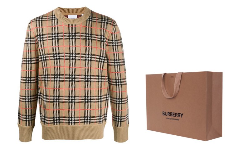 Burberry Classic Check Crewneck Sweater Beige